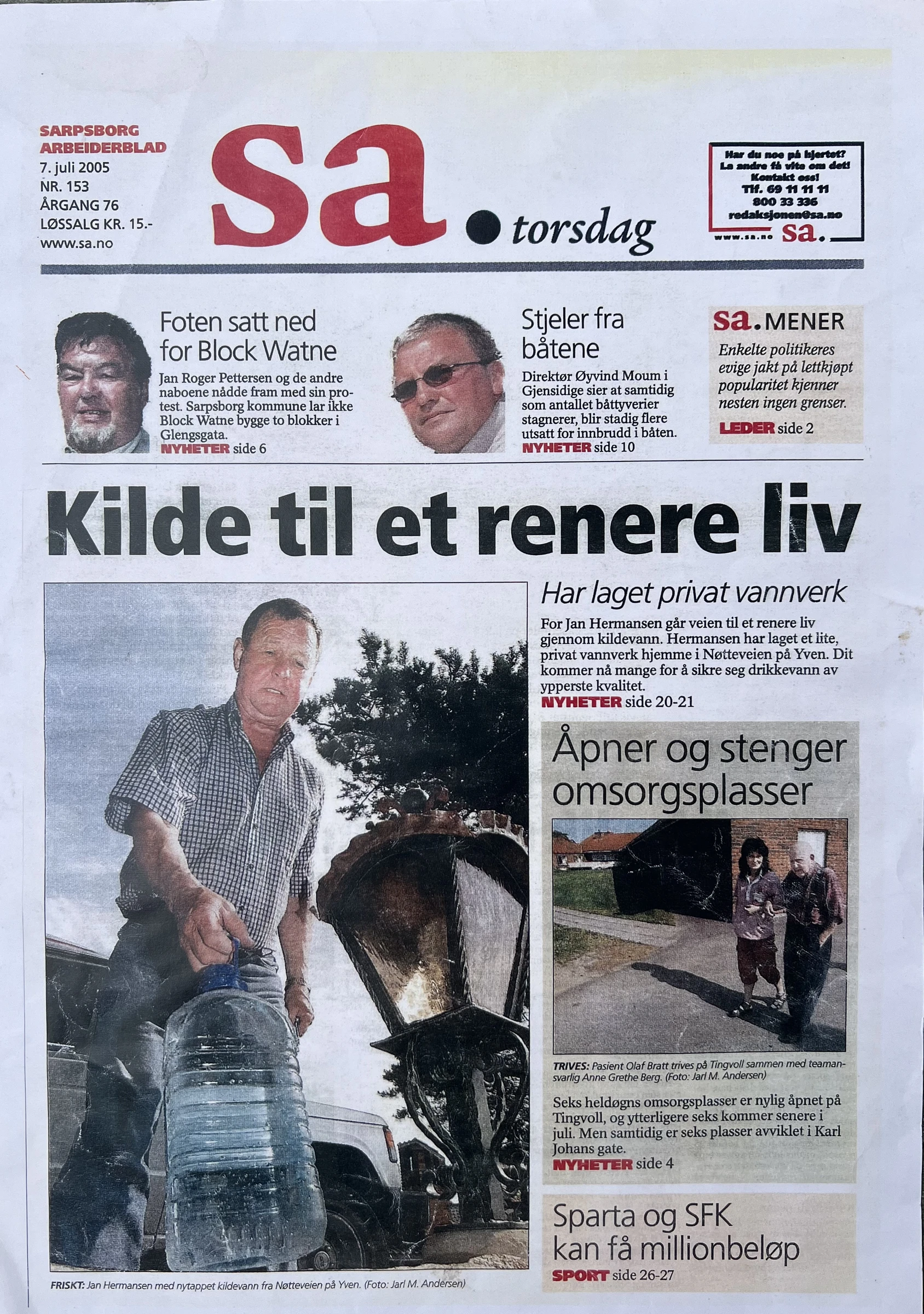 Kilde til et renere liv · forside